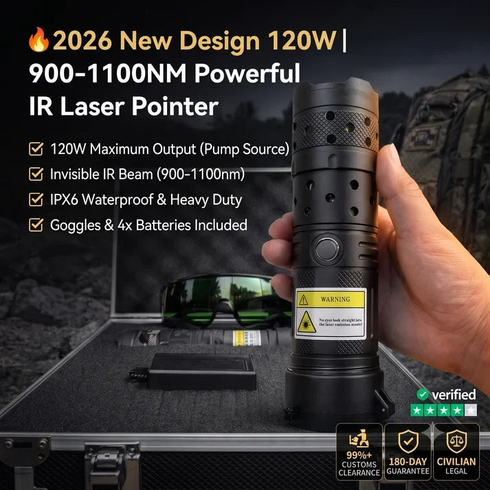 🔥2026 New Design 120W 900-1100NM Powerful IR Laser Pointer